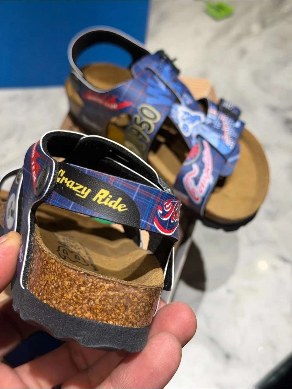 Kids Blue Graphic Adjustable Buckle Sandals